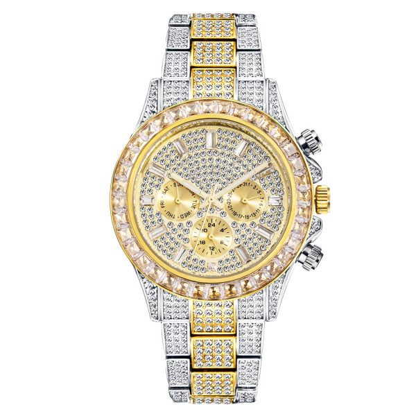 Gold and Blue Mens Diamond Watches Custom Logo Rolex and Ice Watch Styles Wholesale - Beryl Watch