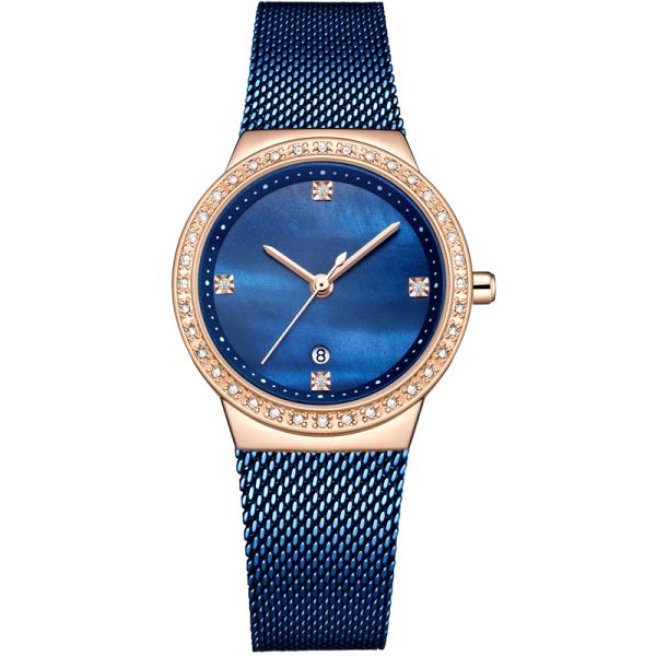 Custom made ladies MOP dial watches logo on minimalist watch face - Beryl Watch