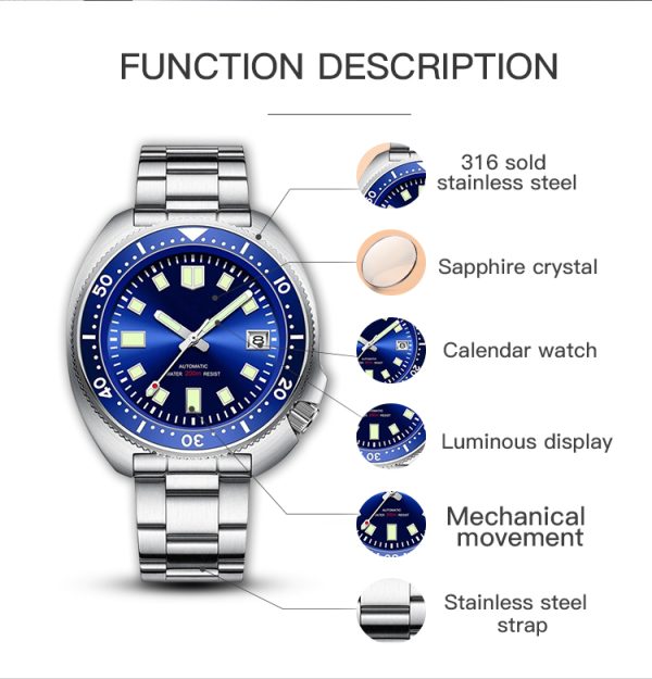 Bulk Order watch Manufacturer Custom Logo Men's Dive Watches Automatic 20 ATM Waterproof - Beryl Watch