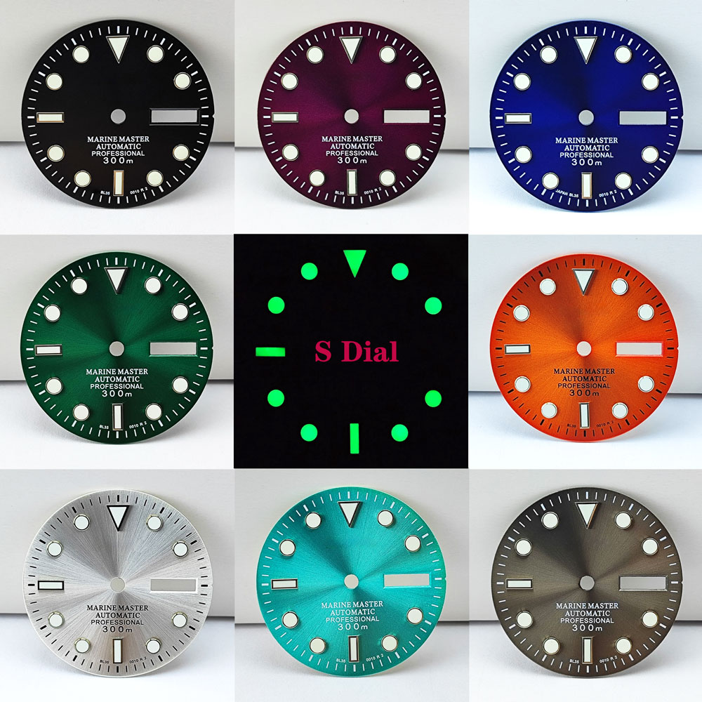 Wholesale modified 29mm sunray watch dial accessories luminous for Seiko Mod NH36 calendar movement Rolex quality