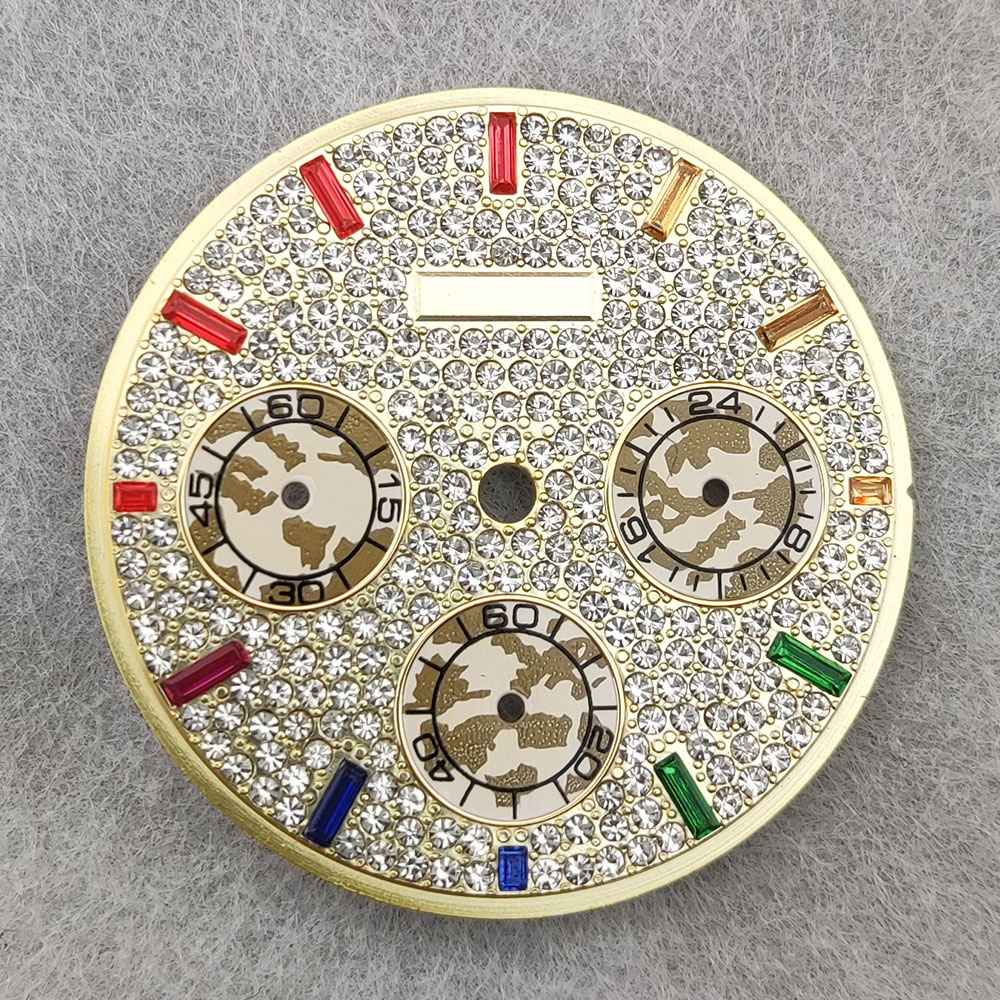 Swiss Quality Watch Dial Parts Manufacturer produce Gemstone and Diamond Watch SubDials For VK63 Movement