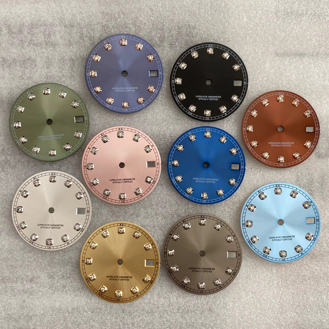 Custom Watch Dial Factory Wholesale Female Luxury Diamond Dial Spare Parts 28.5mm Seiko Quality