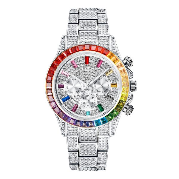 Gold and Blue Mens Diamond Watches Custom Logo Rolex and Ice Watch Styles Wholesale - Beryl Watch