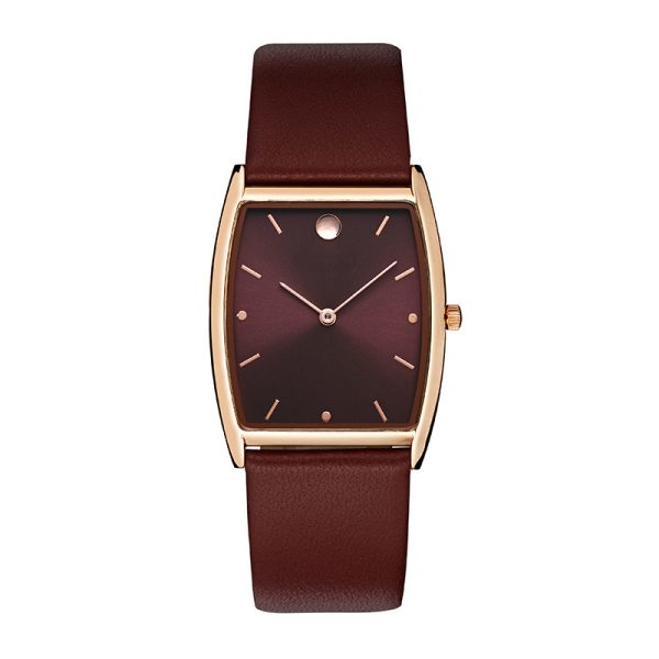 Custom rectangle minimalistic watch for women with genuine leather strap - Beryl Watch