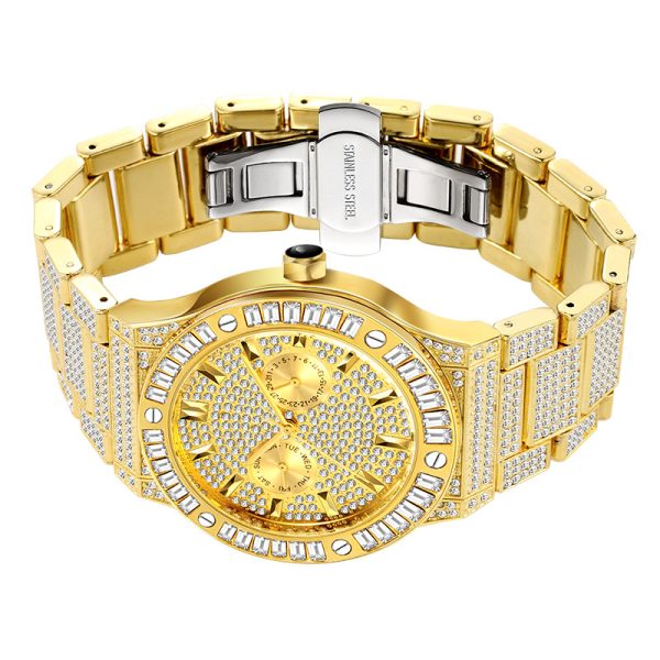 Custom Swiss Movement Mens Watch Moissanite Diamond Elegance Gold Bracelet Design with Swiss Precision - Beryl Watch