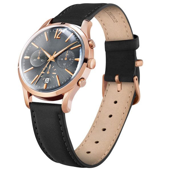 Custom Label Luxury Watch for Men Chronograph Minimalist Design with Genuine Leather Strap - Beryl Watch