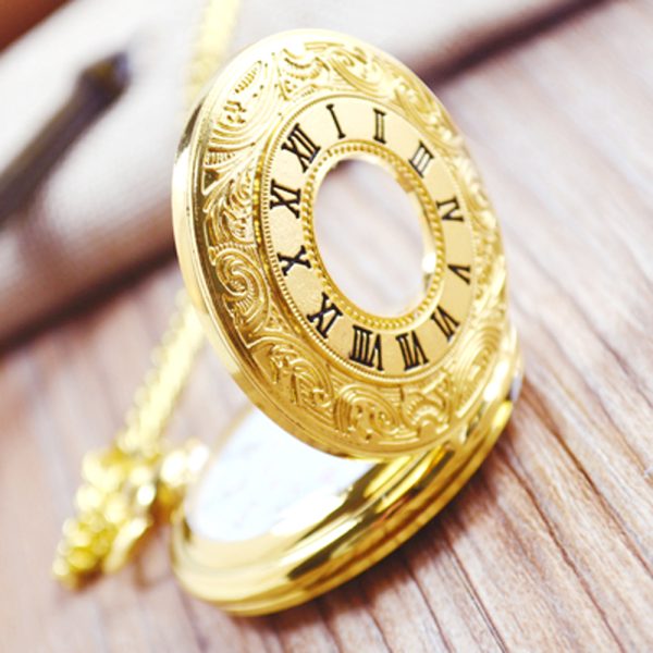Custom logo hunter quartz pocket watch in gold for men - Beryl Watch